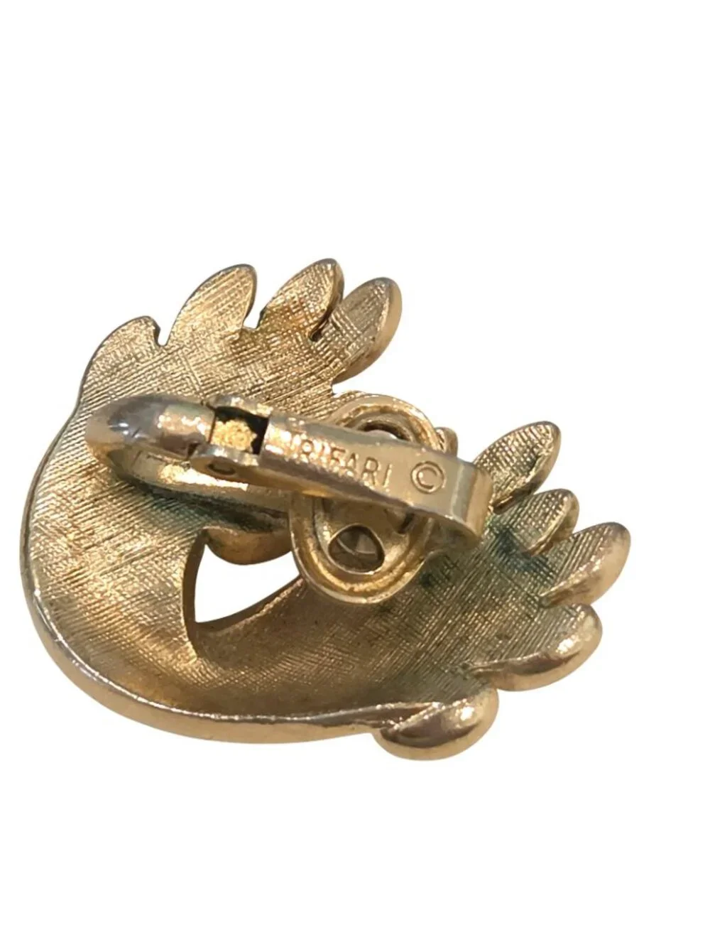 Trifari Vintage Brushed Gold Tone Clip on Earrings